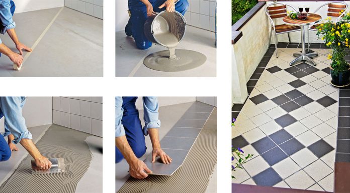 Pavimenti di piastrelle posate in diagonale