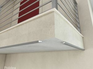 Angolare Per Profilo Gocciolatoio Balcone In Alluminio, Top Angolare Per Drenaggio Balconi Interno 16x16 Cm, Facile Installazione, Colore Testa Di Moro RAL 8019