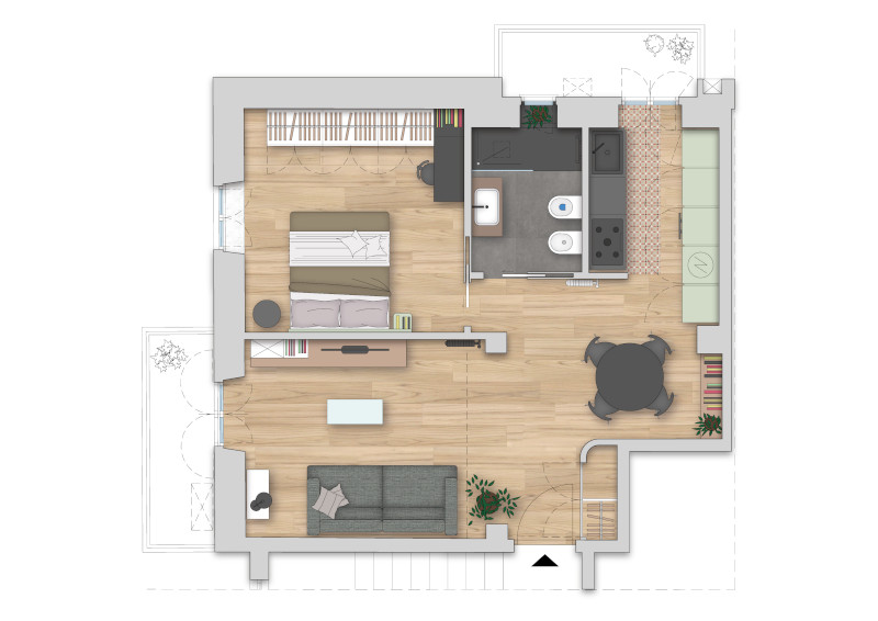 progetto ristrutturare un appartamento di 50 m2