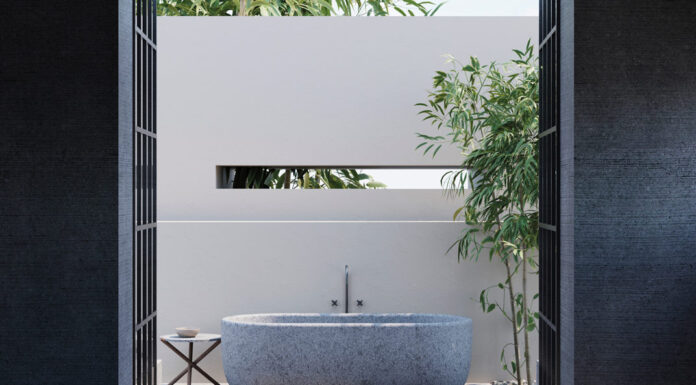 VASCA AQUA in peperino: l’armonia secondo VELTHA Outdoor