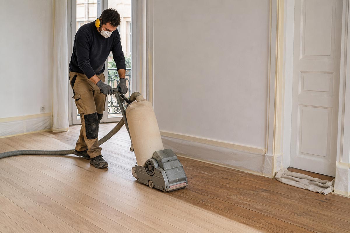 lamatura del parquet, fase di levigazione